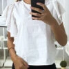 Blouse Blanche Avec Manches Volante En Tulle