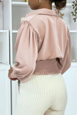Blouse Courte Rose à Boutons -Promos Raffinoux Boutique blouse courte rose a boutons 3