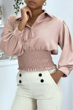 Blouse Courte Rose à Boutons -Promos Raffinoux Boutique blouse courte rose a boutons 4