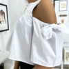 Blouse Crop Top Blanche Avec Noeuds