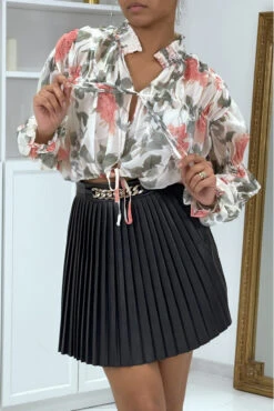 Blouse Fleurie à Nouer En Tulle Blanche -Promos Raffinoux Boutique blouse fleurie a nouer en tulle blanche 2