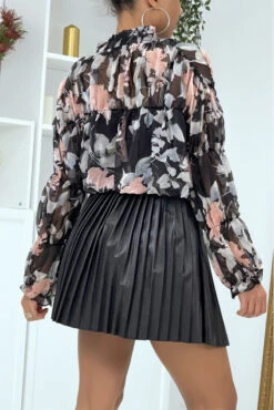 Blouse Fleurie à Nouer En Tulle Noire -Promos Raffinoux Boutique blouse fleurie a nouer en tulle noire 7