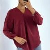 Blouse Fluide Bordeaux Avec Poche Sur L'avant