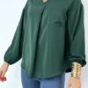Blouse Fluide Verte Avec Poche Sur L'avant