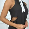 Blouse Noire Sans Manches En Crêpe Et Ouverture Sur Les Côtés