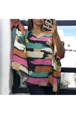 Blouse Over Size Motif Noir Doublé -Promos Raffinoux Boutique blouse over size motif noir double 1