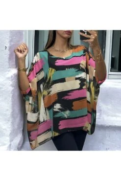 Blouse Over Size Motif Noir Doublé -Promos Raffinoux Boutique blouse over size motif noir double 2