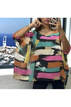 Blouse Over Size Motif Noir Doublé -Promos Raffinoux Boutique blouse over size motif noir double 3