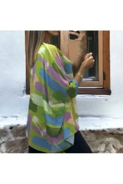 Blouse Over Size Motif Vert Doublé