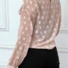 Blouse Rose à Volant Et Pois Col Claudine