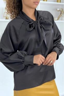 Blouse Satinée Noir Femme 5 Blouse Satinée Noir Femme -Promos Raffinoux Boutique blouse satinee noir femme 2