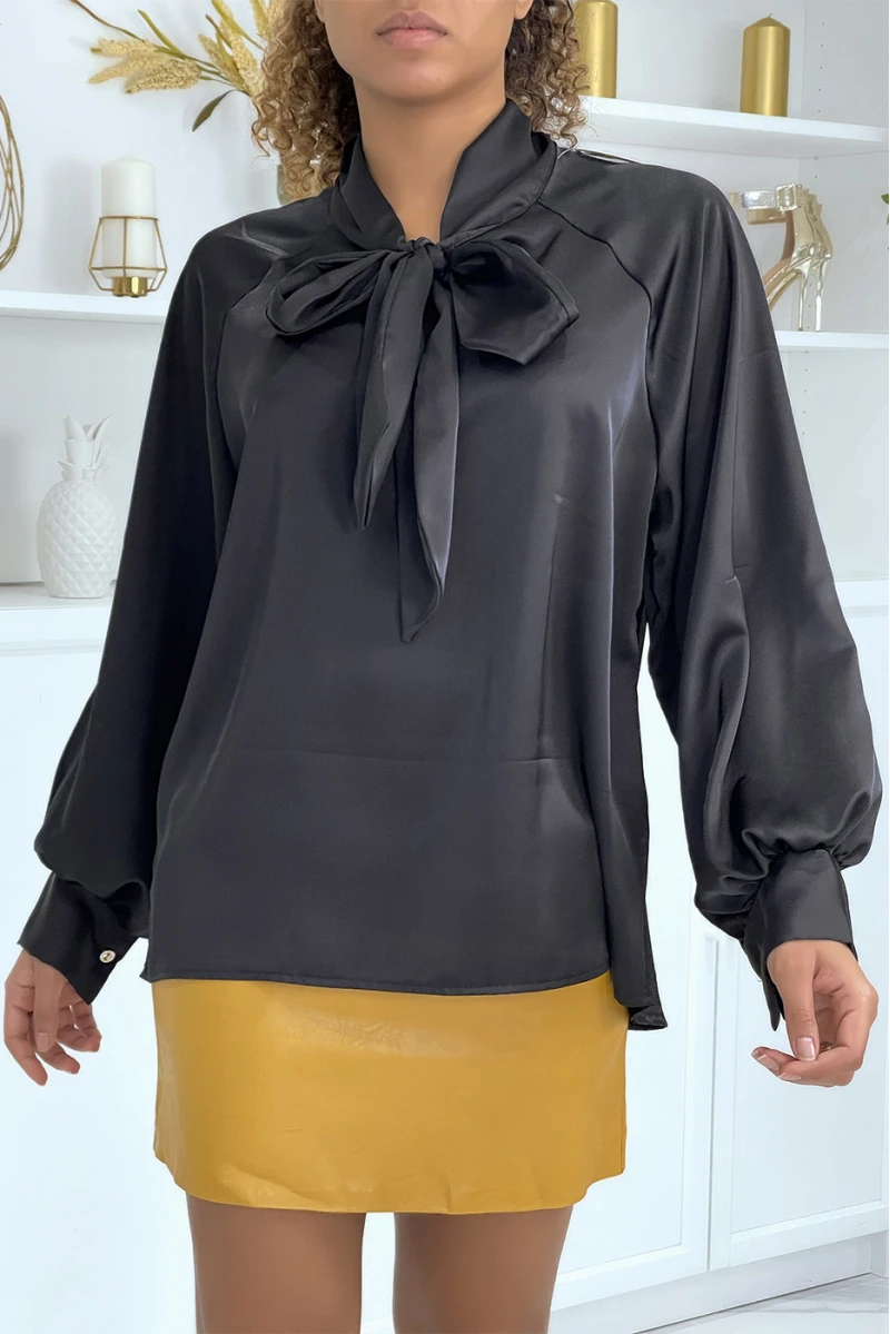 Blouse Satinée Noir Femme 1 Blouse Satinée Noir Femme