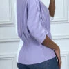 Blouse Violette Et Blanche à Manches Chauve Souris