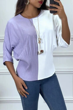Blouse Violette Et Blanche à Manches Chauve Souris -Promos Raffinoux Boutique blouse violette et blanche a manches chauve souris 2
