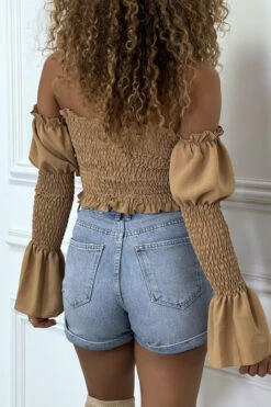 Bustier Camel Ajustable à Manches Volant -Promos Raffinoux Boutique bustier camel ajustable a manches volant 5