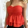 Bustier Rouge à Volant Et Fronce