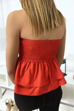 Bustier Rouge à Volant Et Fronce -Promos Raffinoux Boutique bustier rouge a volant et fronce 3