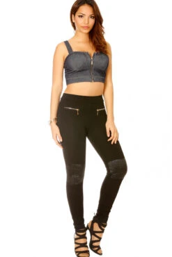 Bustier Zippé En Jeans Bleu Avec Bretelles Et Bonnet. Top Femme 2851 -Promos Raffinoux Boutique bustier zippe en jeans bleu avec bretelles et bonnet top femme 2851 1