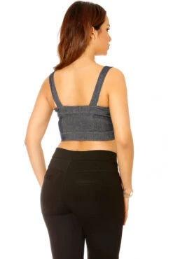 Bustier Zippé En Jeans Bleu Avec Bretelles Et Bonnet. Top Femme 2851 -Promos Raffinoux Boutique bustier zippe en jeans bleu avec bretelles et bonnet top femme 2851 4