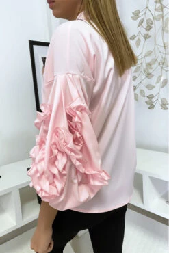 Chemise Rose Avec Des Manches Ample à Volant -Promos Raffinoux Boutique chemise rose avec des manches ample a volant 7