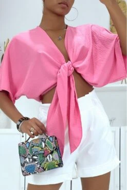 Crop Top Cache Coeur Fuchsia -Promos Raffinoux Boutique crop top cache coeur fuchsia 2