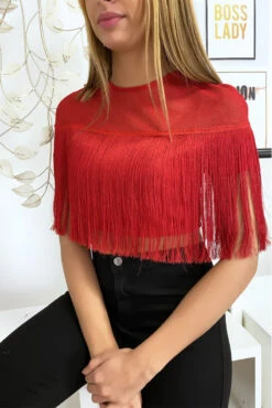 Crop Top Rouge à Franges -Promos Raffinoux Boutique crop top rouge a franges 2
