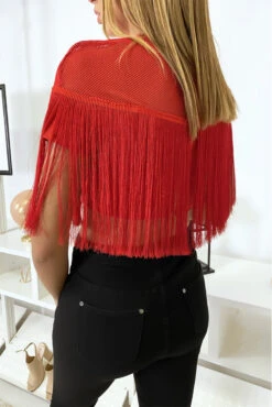 Crop Top Rouge à Franges -Promos Raffinoux Boutique crop top rouge a franges 4