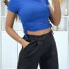 Crop Top Royal Matière Côtelé Avec Fronce Sur Les Côtés