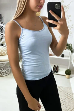 Débardeur Bleu, Top Basic. -Promos Raffinoux Boutique debardeur bleu top basic 2