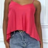 Débardeur Caraco Fuchsia à Coupe Asymétrique