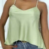Débardeur Caraco Vert à Coupe Asymétrique