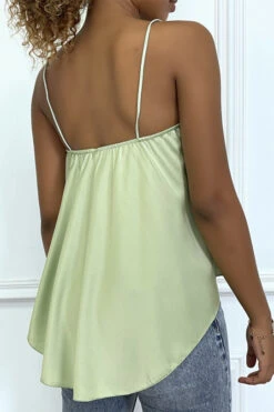 Débardeur Caraco Vert à Coupe Asymétrique -Promos Raffinoux Boutique debardeur caraco vert a coupe asymetrique 2