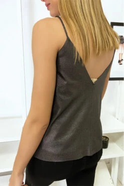 Débardeur Effet Brillant En Doré -Promos Raffinoux Boutique debardeur effet brillant en dore 3