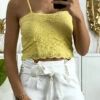 Débardeur Jaune En Dentelle Doublé Avec Bretelle Amovible