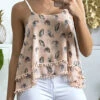 Débardeur Rose à Volant Avec Motif Et Mini Pompon