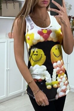 Debardeur Smiley Blanc -Promos Raffinoux Boutique debardeur smiley blanc 1