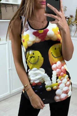 Debardeur Smiley Noir -Promos Raffinoux Boutique debardeur smiley noir 1