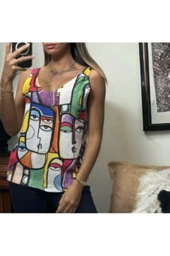 Débardeur Tricot Motif Coloré -Promos Raffinoux Boutique debardeur tricot motif colore 2