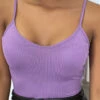 Débardeur Violet Côtelé à Bretelle