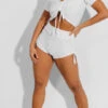Ensemble Push Up Yoga Short Et Crop Top Blanc