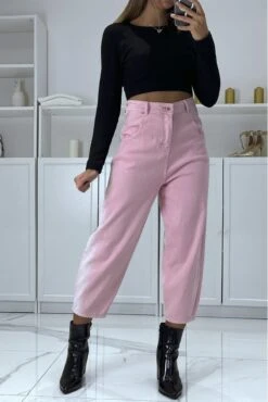Jean Loose Rose 3/4 Et Taille Haute