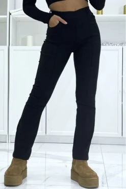 Jean Slim Noir Extensible à Taille Haute évasé Aux Pieds