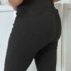 Jean Slim Noir Taille Haute Avec Poches Arrières