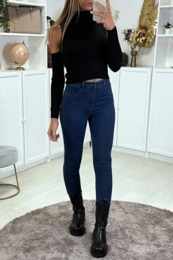 Jean Souple Bleu Indigo Avec Effet Poches -Promos Raffinoux Boutique jean souple bleu indigo avec effet poches 5