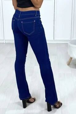 Jeans Bleu Brute Patte D'eph Avec 5 Poches -Promos Raffinoux Boutique jeans bleu brute patte d eph avec 5 poches 3