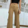 Jeans évasé Camel Taille Haute