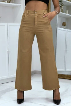 Jeans évasé Camel Taille Haute -Promos Raffinoux Boutique jeans evase camel taille haute 3