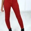 Jeans Slim Rouge Très Extensible Avec Poches à L'arrière