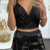 Mini Short De Soirée Noir à Sequins