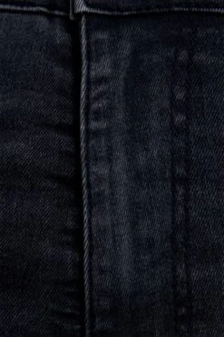 Pantalon Jeans Slim Noir Délavé Avec Poches Arrières